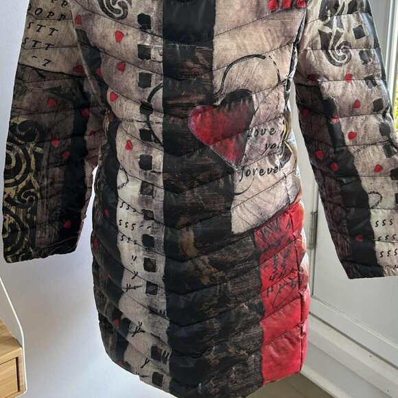 NWOT Dolcezza Simply Art Multicolor Puffer Coat with Hood & Zip Pockets – US S - Picture 6 of 11